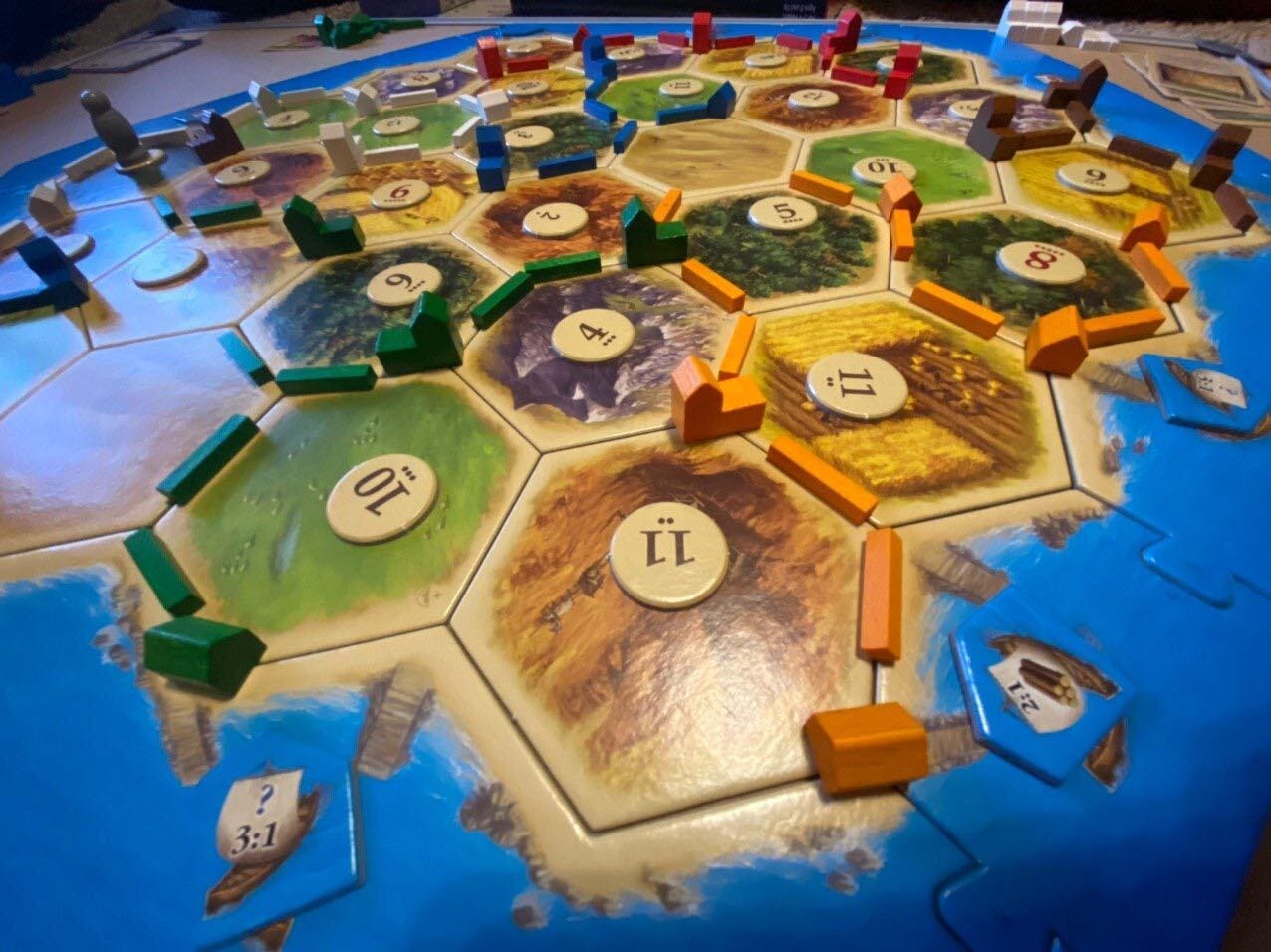 In the middle of an intense game of Catan