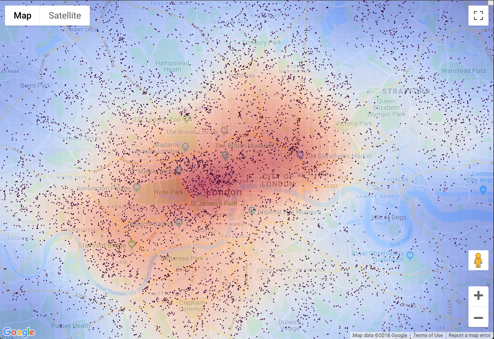 Heatmaps that you can fully control using Google Maps and gmplot  by 
