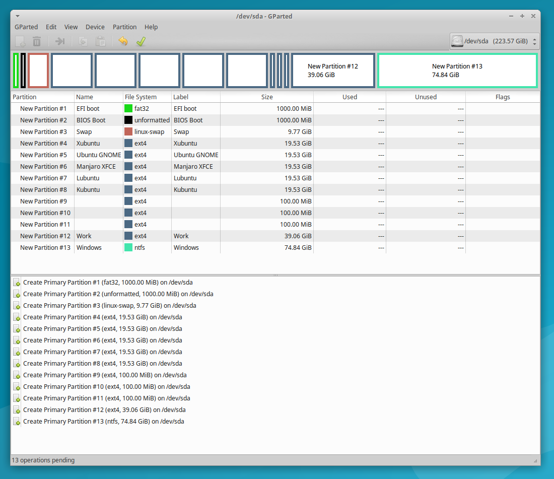 use gparted to install linux on usb