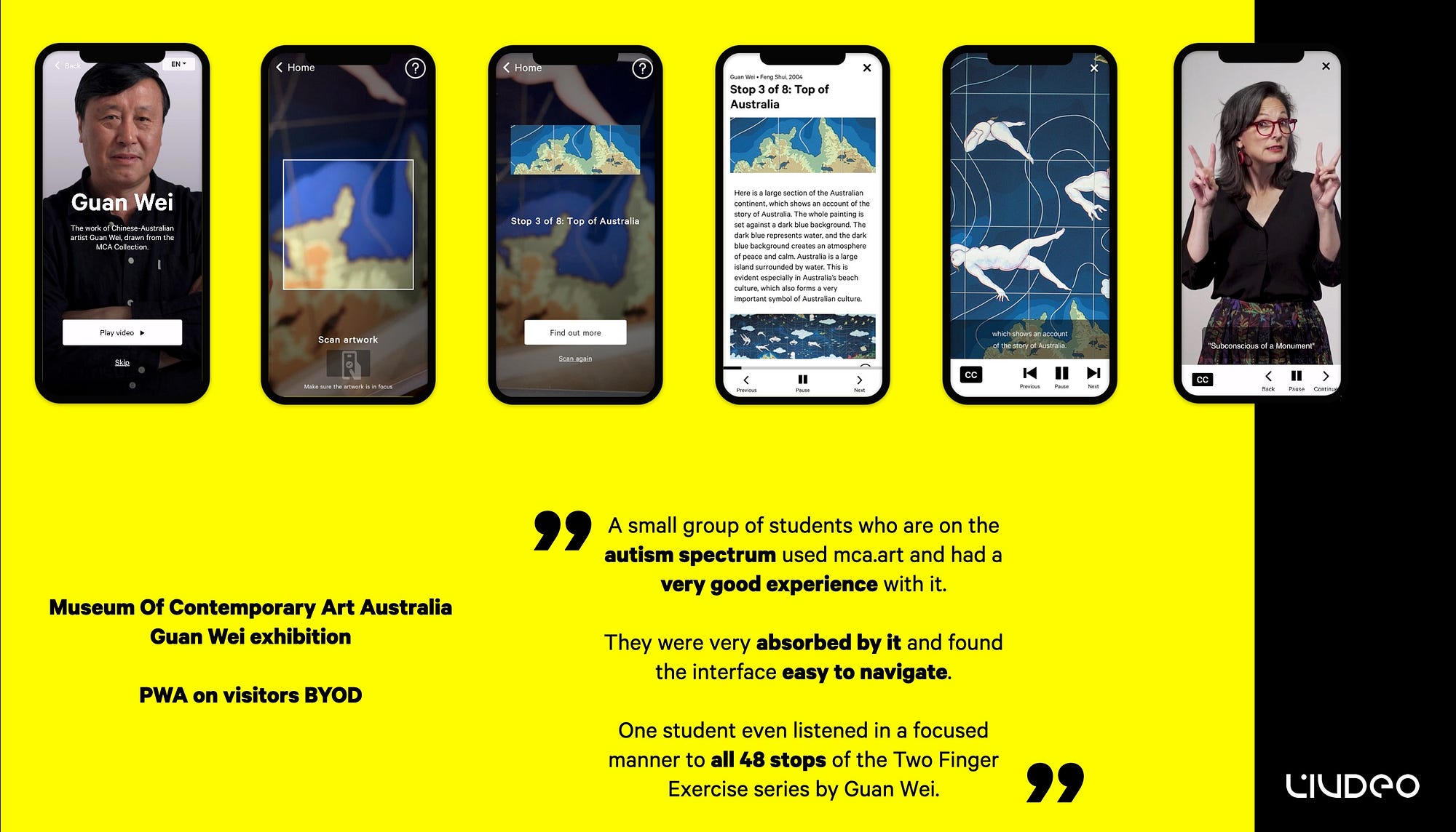 mca.art app screenshots and testimonials