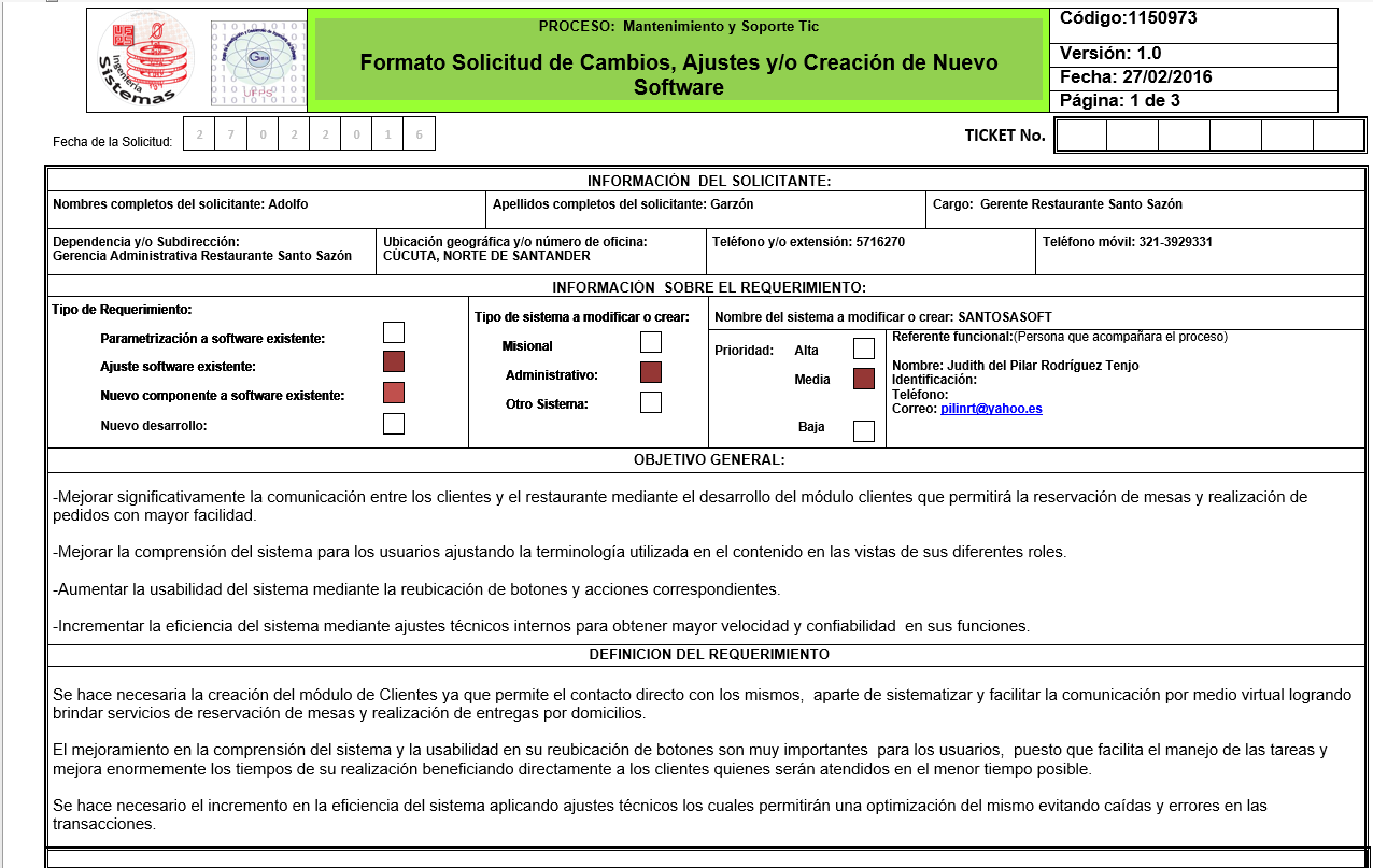 Formato De Solicitud De Cambios En Un Proyecto