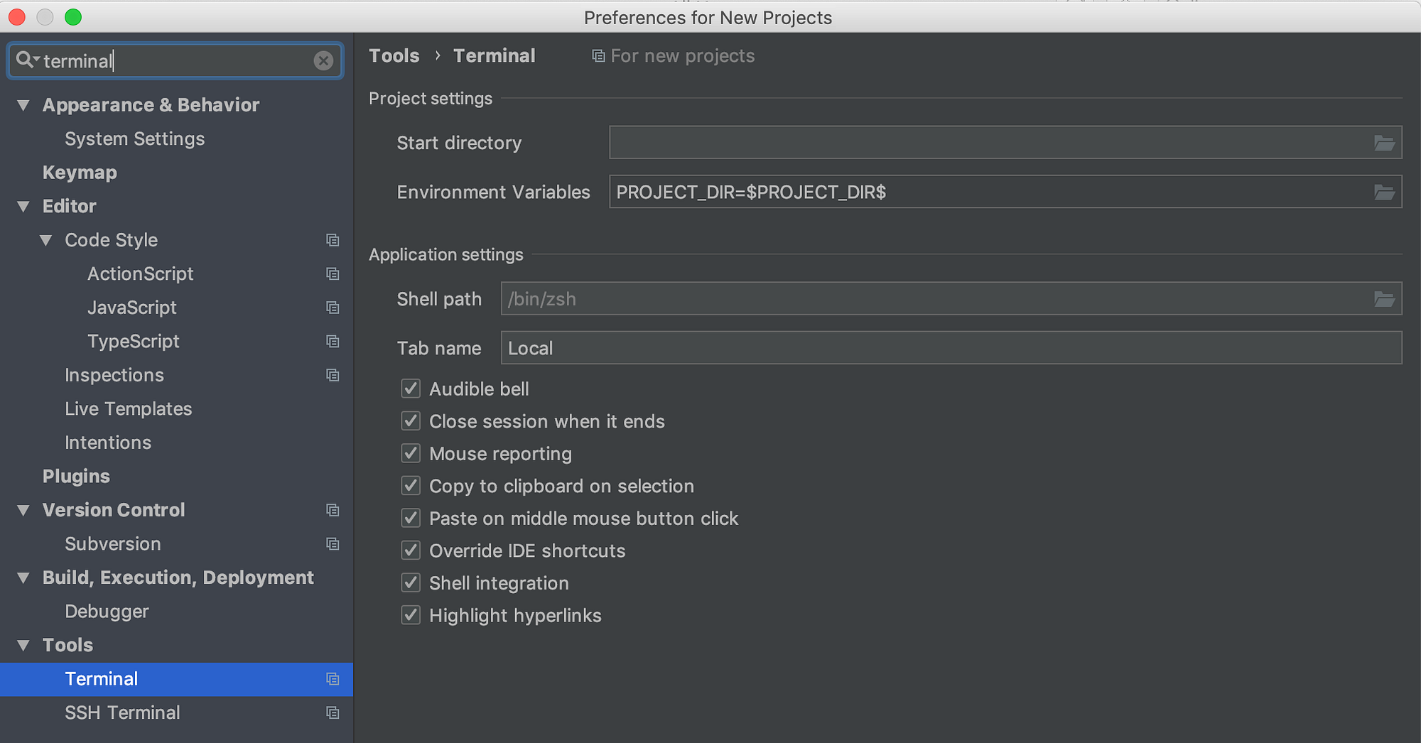 Fix terminal /bin/zsh does not work in IntelliJ IDEA v2018.3.1 macOS