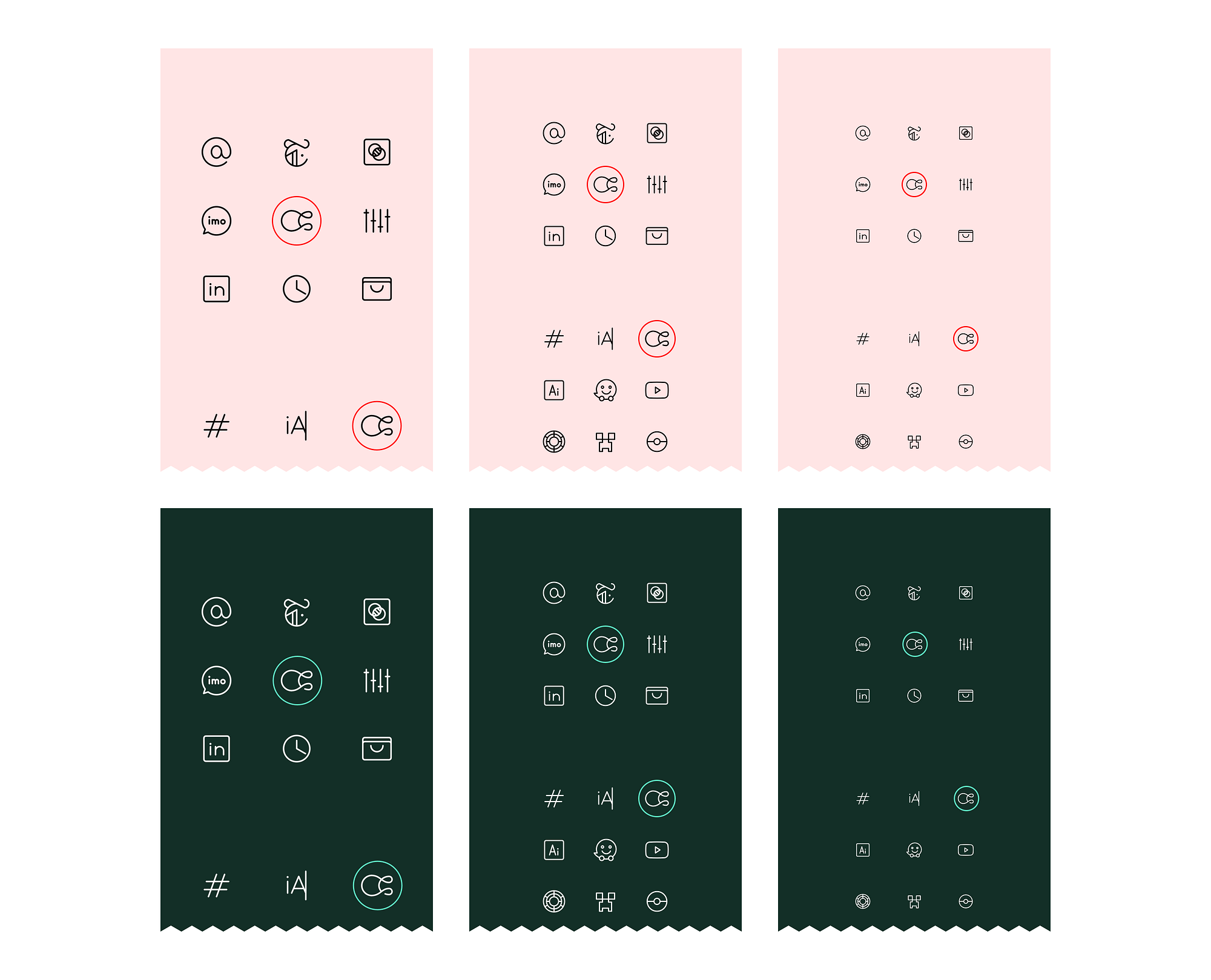 Test sheets set the icon against others in the family