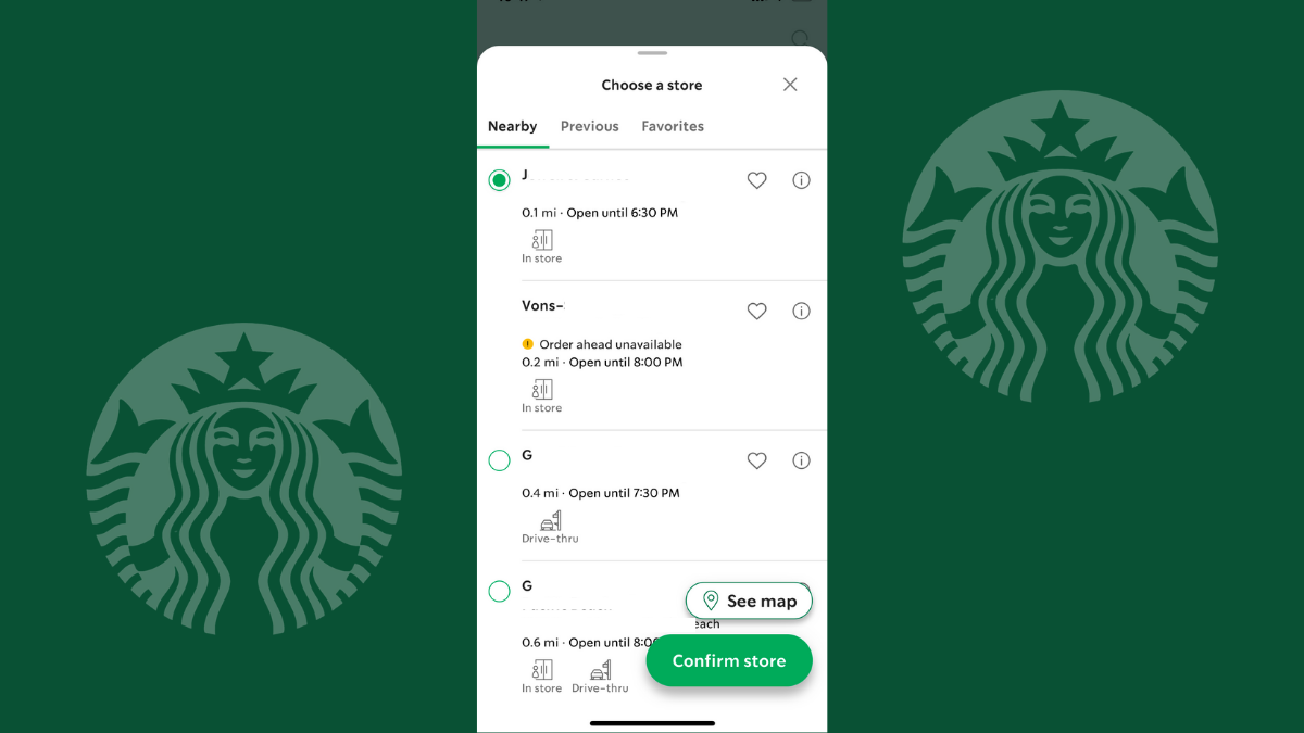 Starbucks app maps