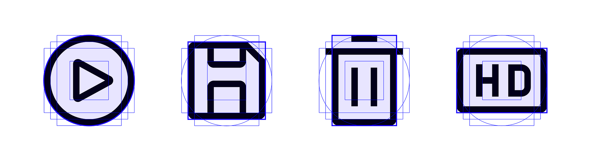 IBM icons for Play, Save, Delete, and HD reference keyshapes