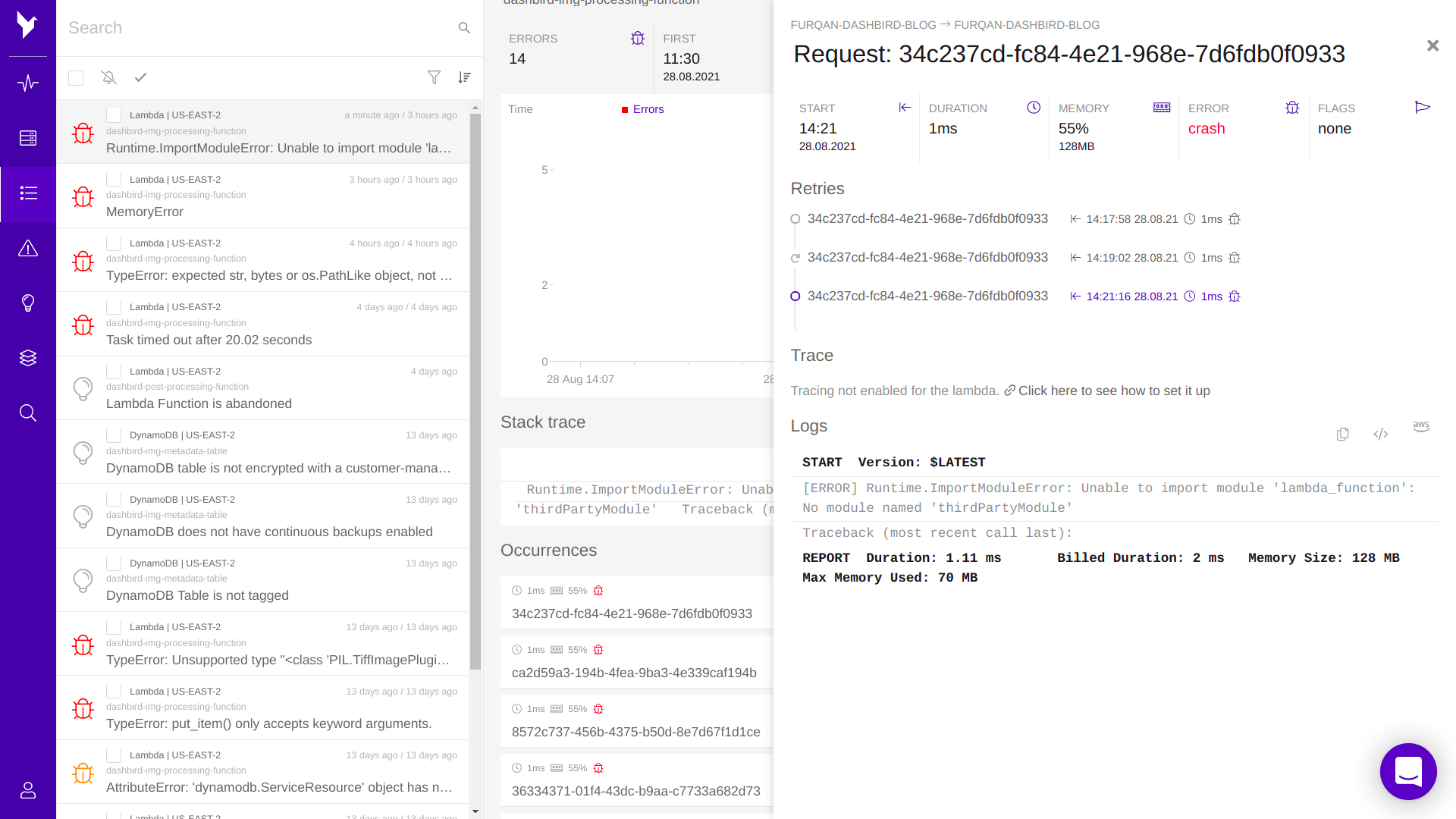 lambda configuration error