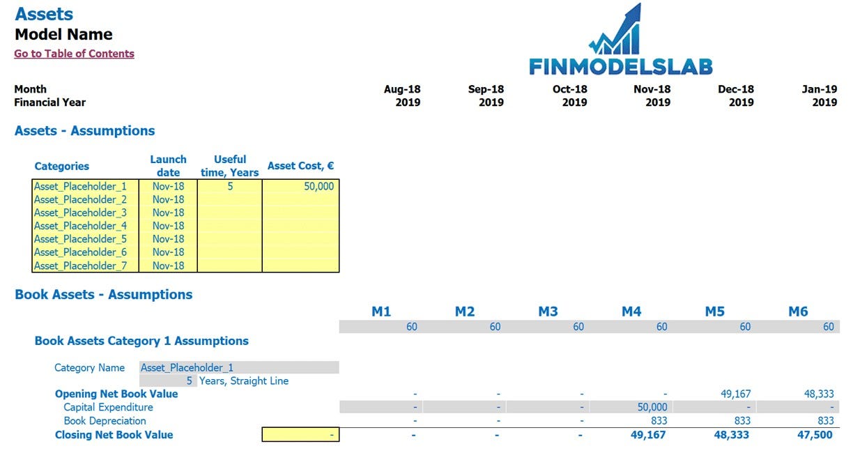 Saas Revenue Model Assets inputs