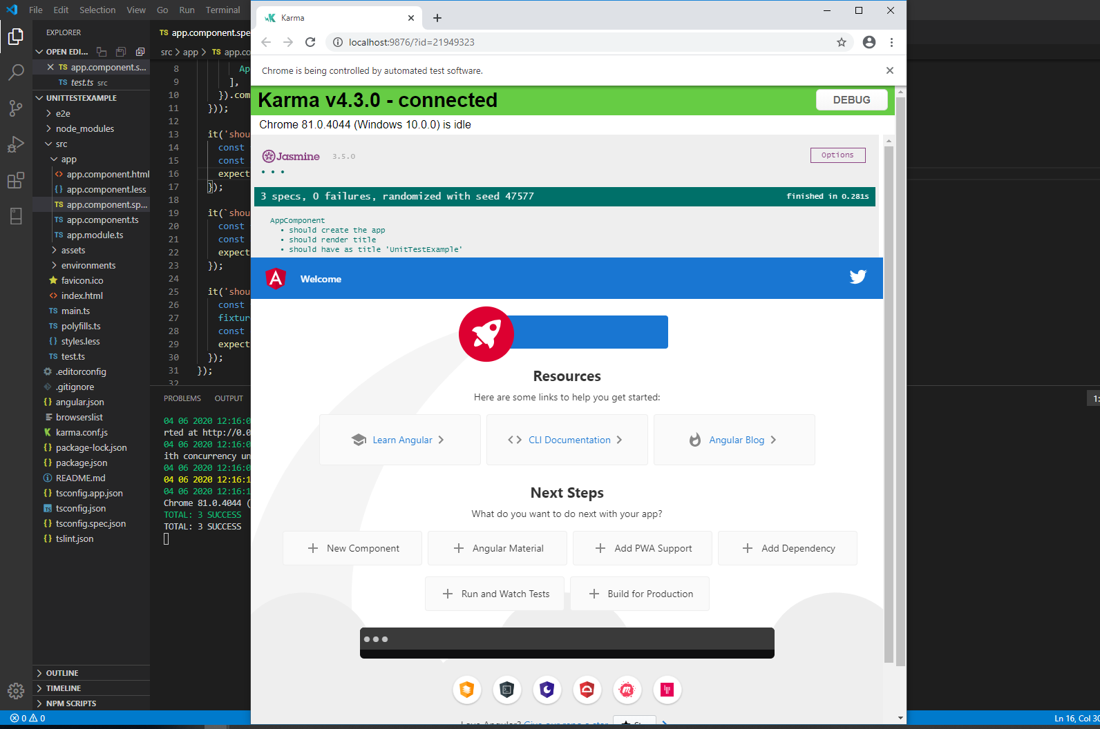How to unit test your Angular 9 application using karma testing
