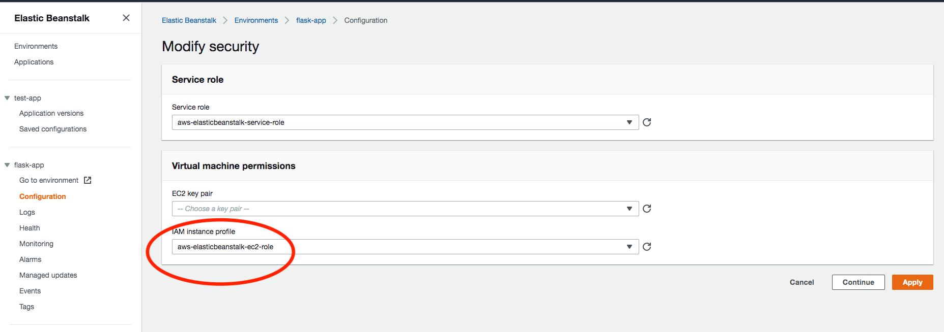 Hide security credentials in AWS Elastic Beanstalk environment with KMS