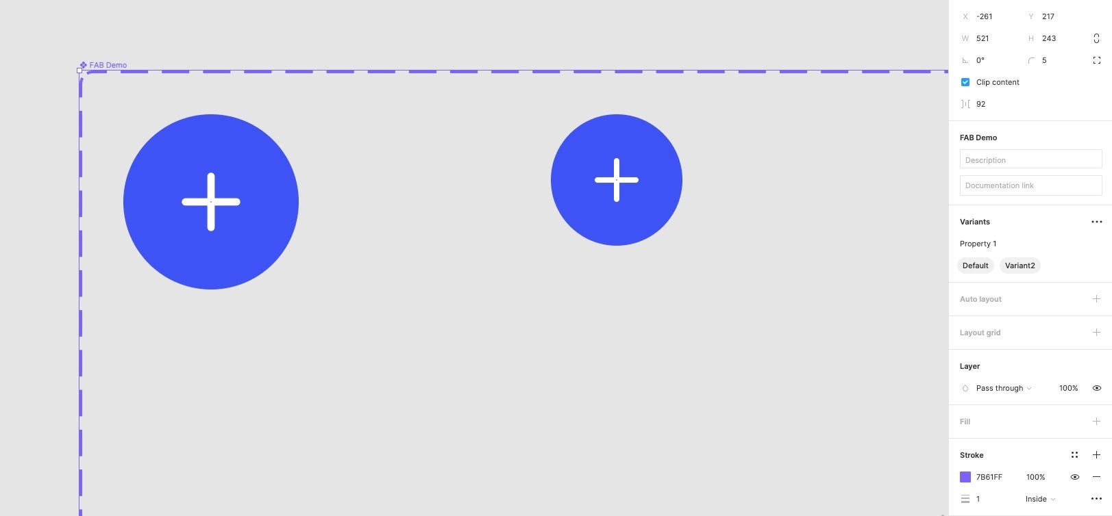 An example of non-descriptive variant names being shown in the Inspector panel in Figma