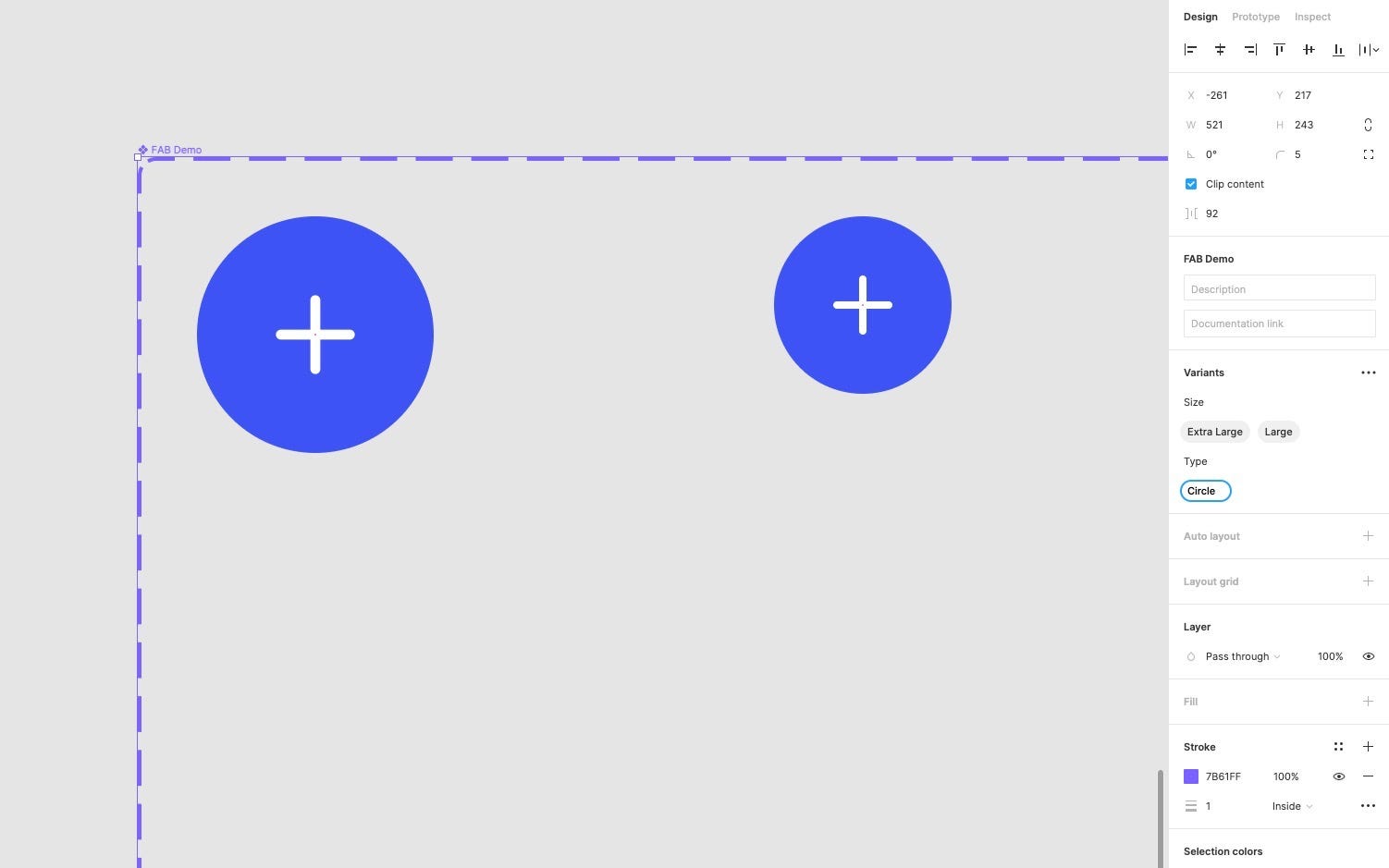 An example of Type property in the Variants panel being changed to the word ‘Circle’