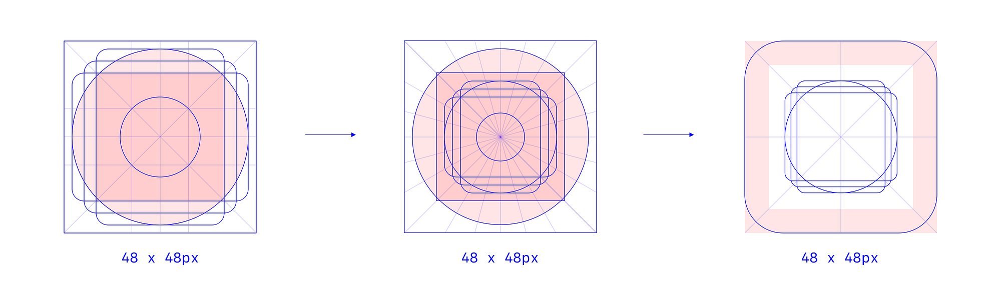 A few iterations of the Phosphor icon grid