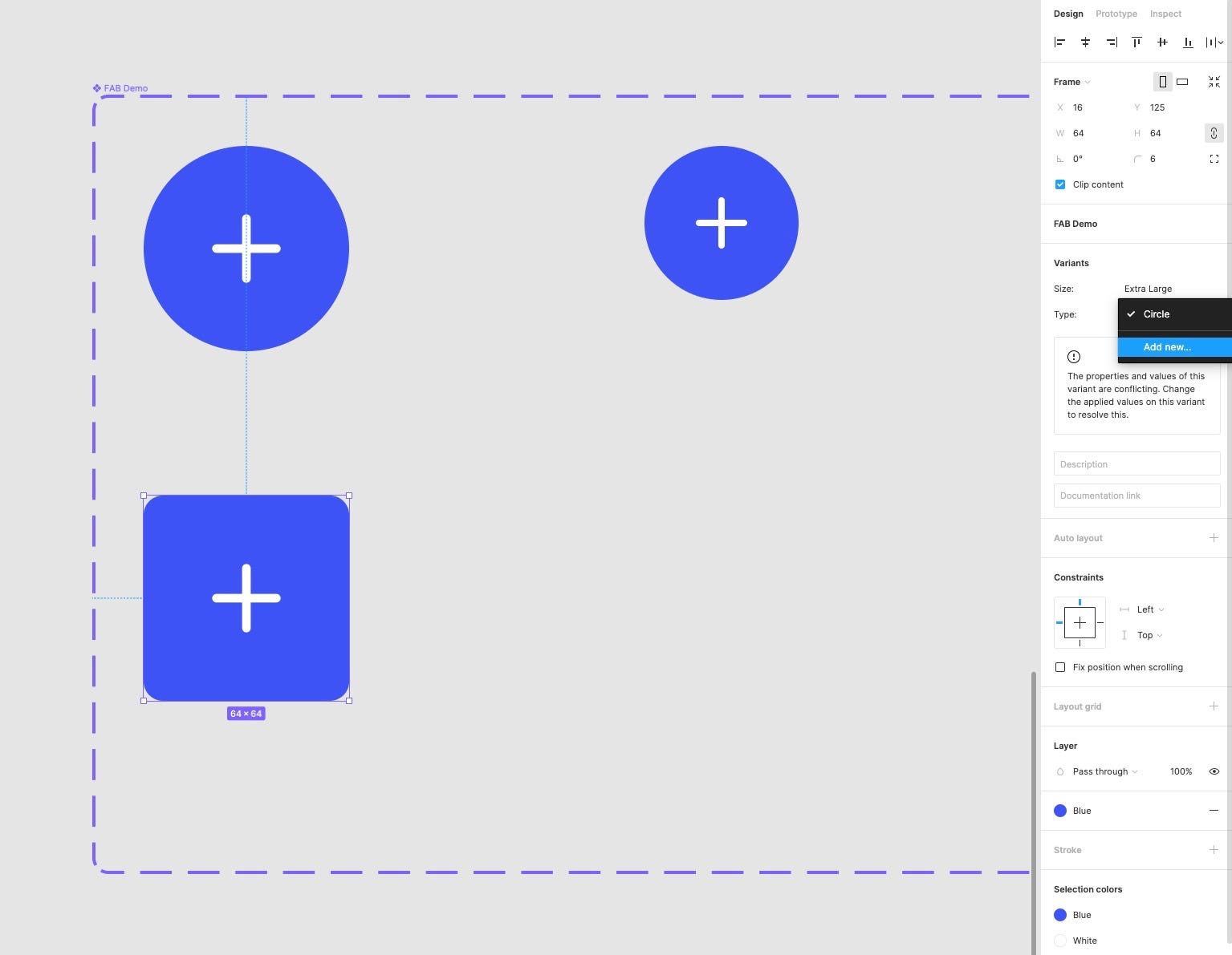 An example of a new property being applied to a variant