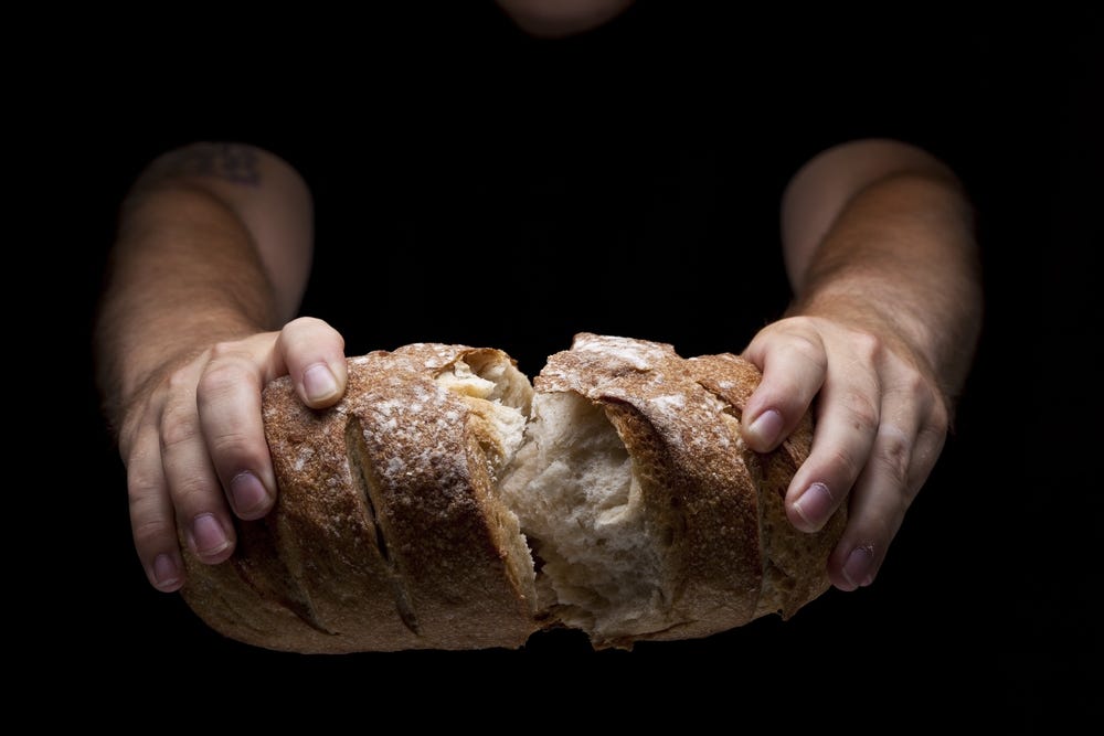 Breaking bread. Imagine you are the first human in… by Sajid Khetani