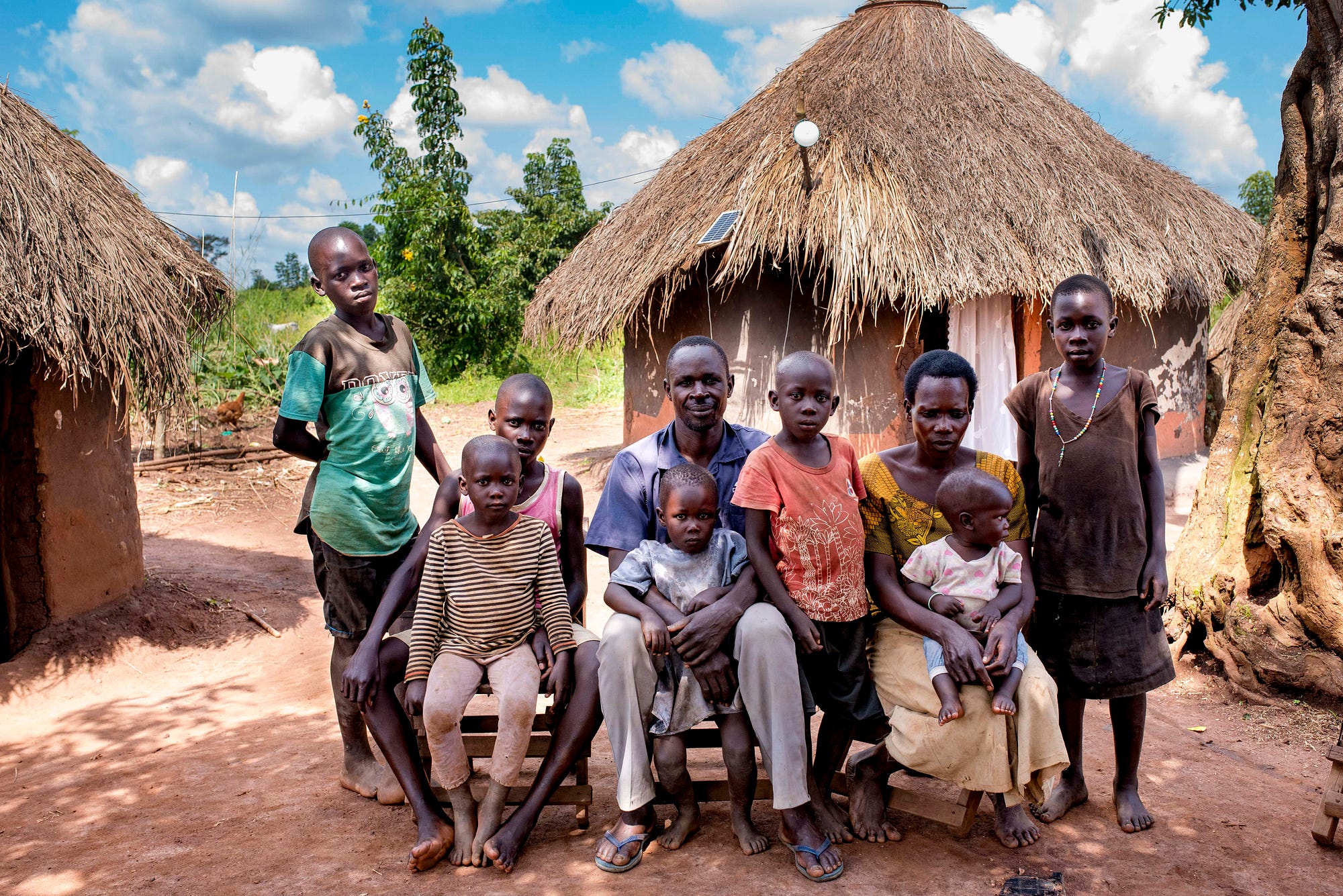 Patrick Ojok was the first BrightLife customer in Kiryandongo settlement in Uganda as a result of the USAID/Power Africa De-Risking PAYGO Solar Home System project
