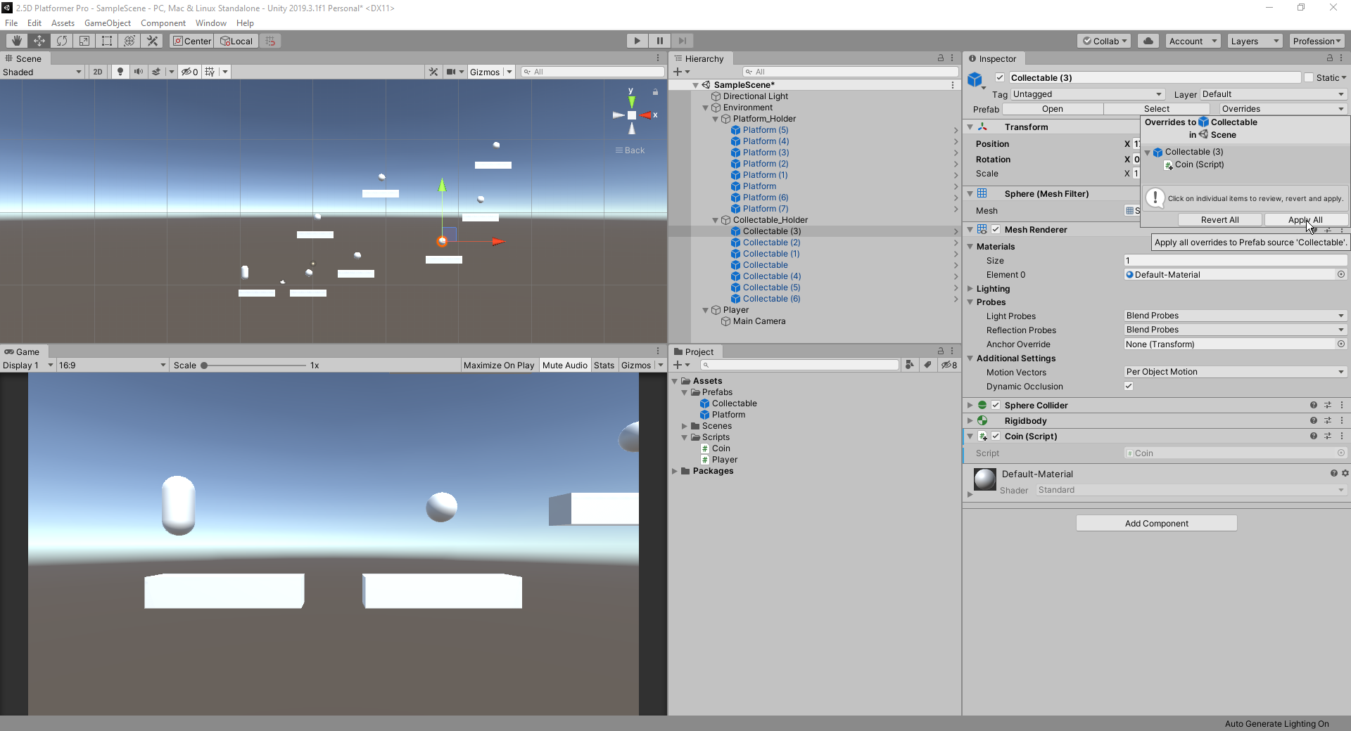 Creating Collectables in Unity. Now that our player movement has been
