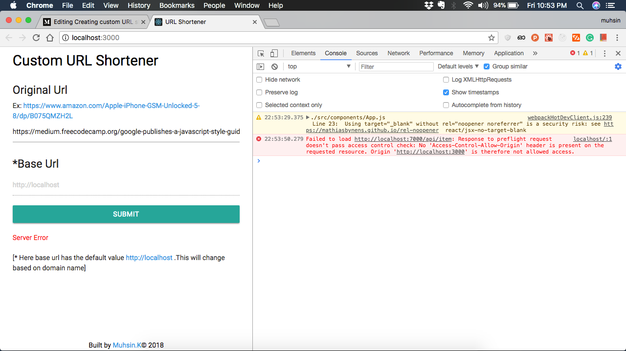 Creating custom URL shortener with Nodejs | by Muhsin.K | codeburst