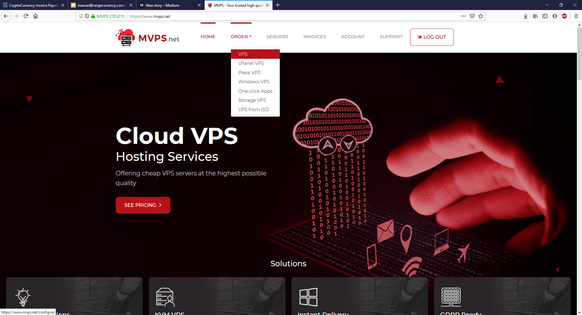 MVPS : How to sign up to a VPS service and pay with Verge | by Manuel  Cabras | vergecurrency | Medium