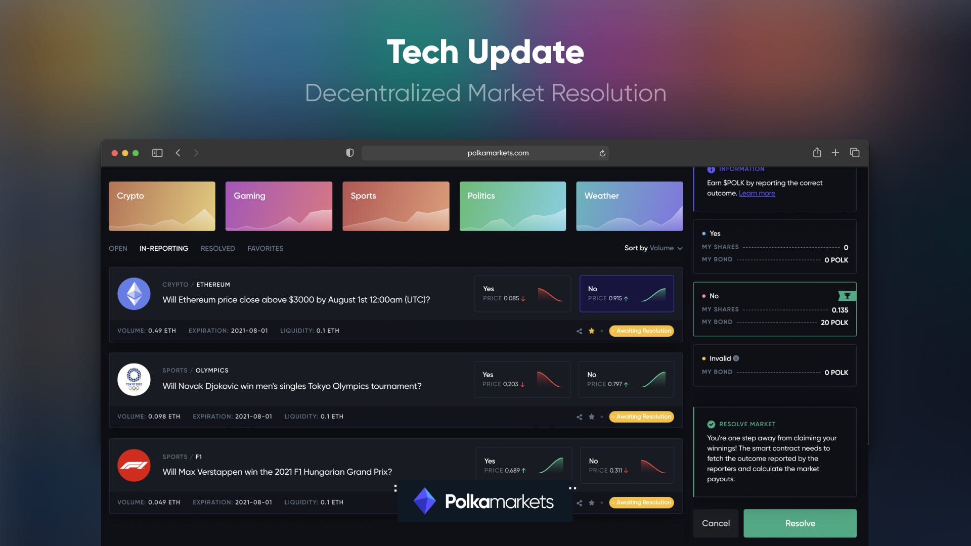 Polkamarkets Releases Decentralized Event Resolution