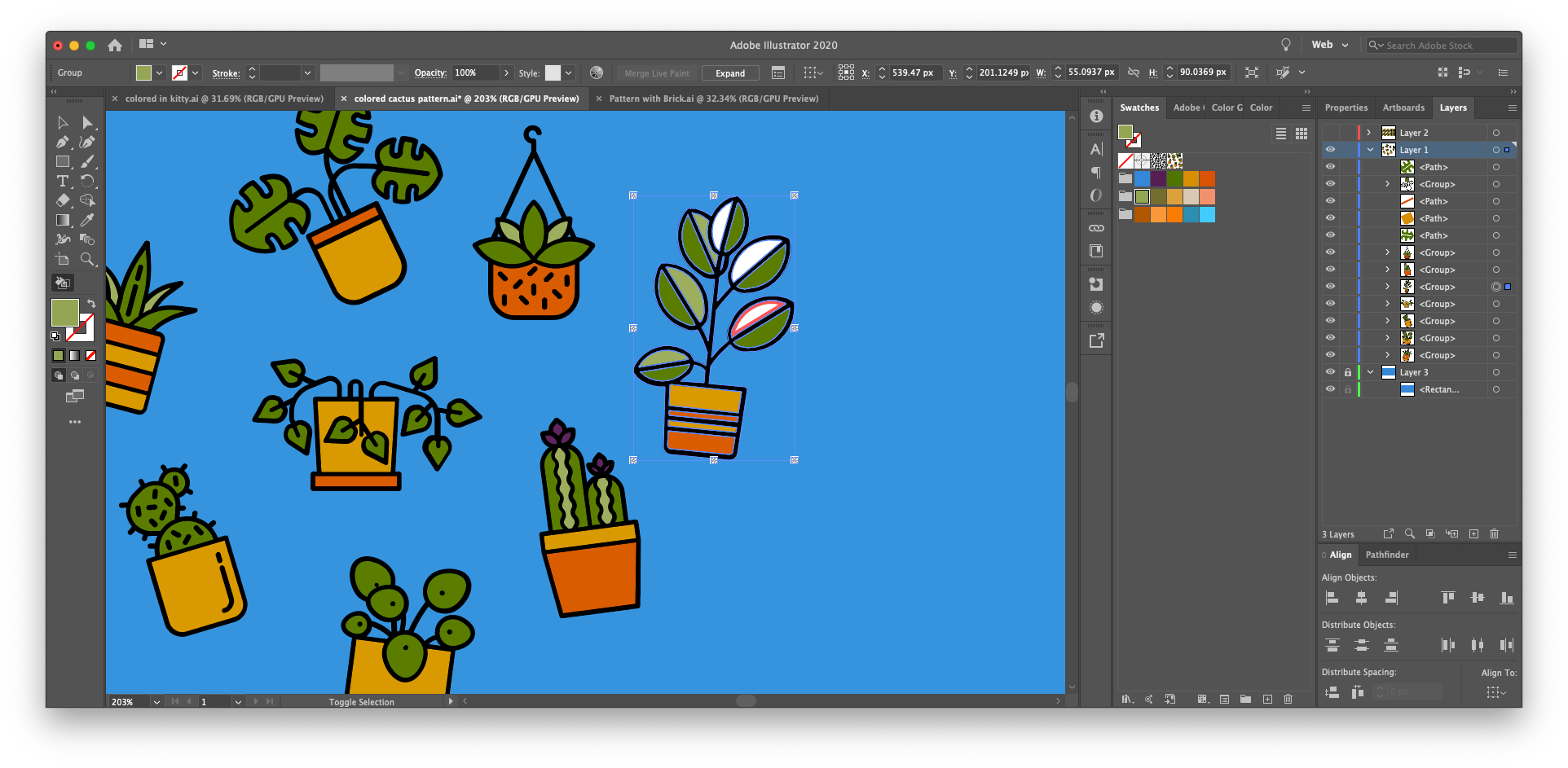 Use Live Paint to adjust multiple colors within your icon before you select “make pattern.” Illustrator also lets you search through Adobe Color Themes to find visually pleasing color palettes you can use to make a pattern that packs a punch.