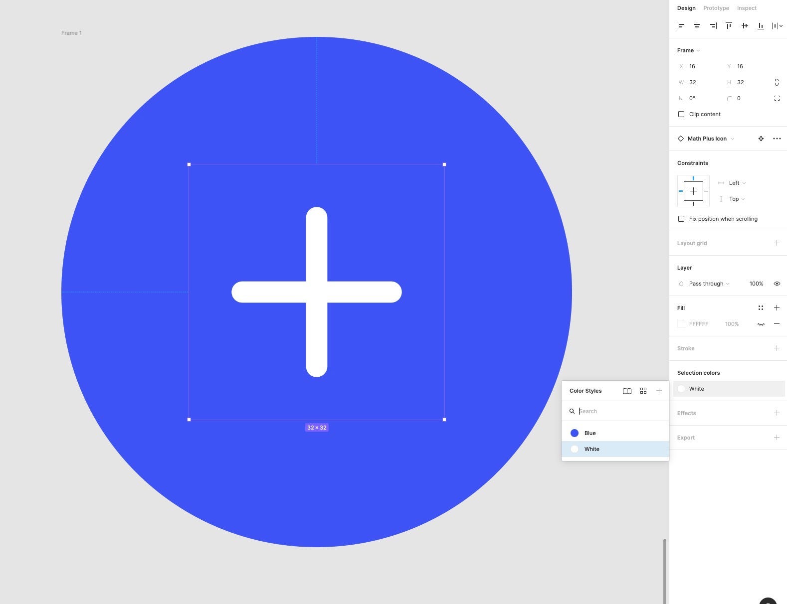 An example of a ‘Plus’ icon in white, inside of a blue circular shape