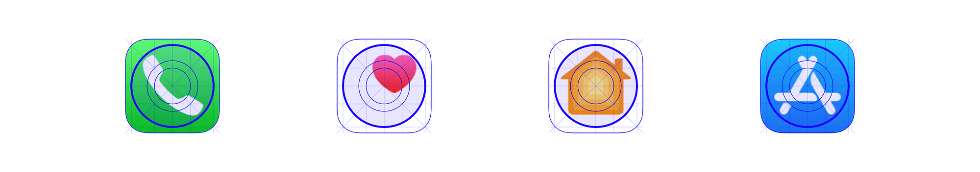 Non-circular iOS app icons don't strictly reference the grid