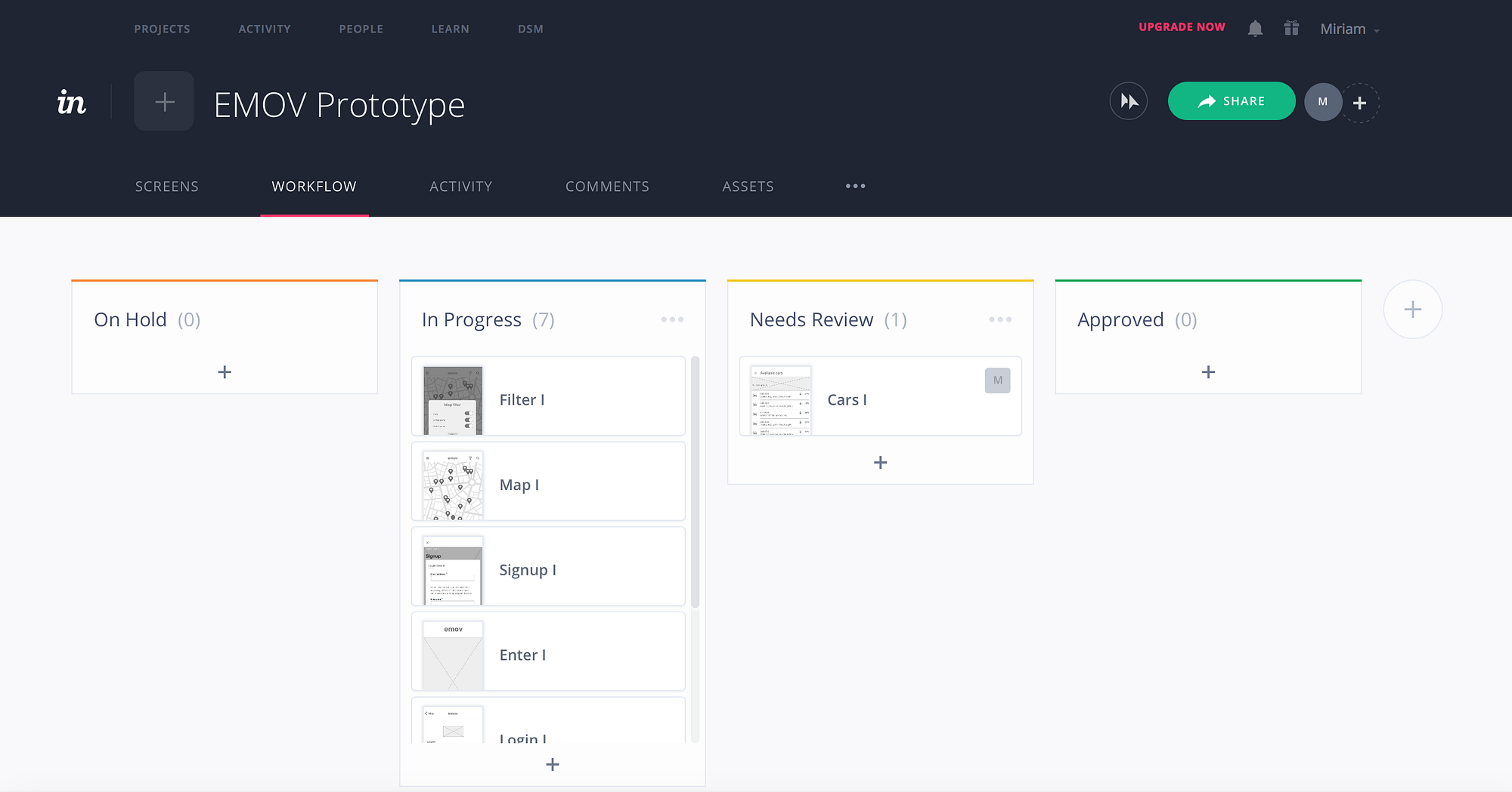 EMOV prototyping with InVision. PREWORK_IRONHACK UX/UI BOOTCAMP by