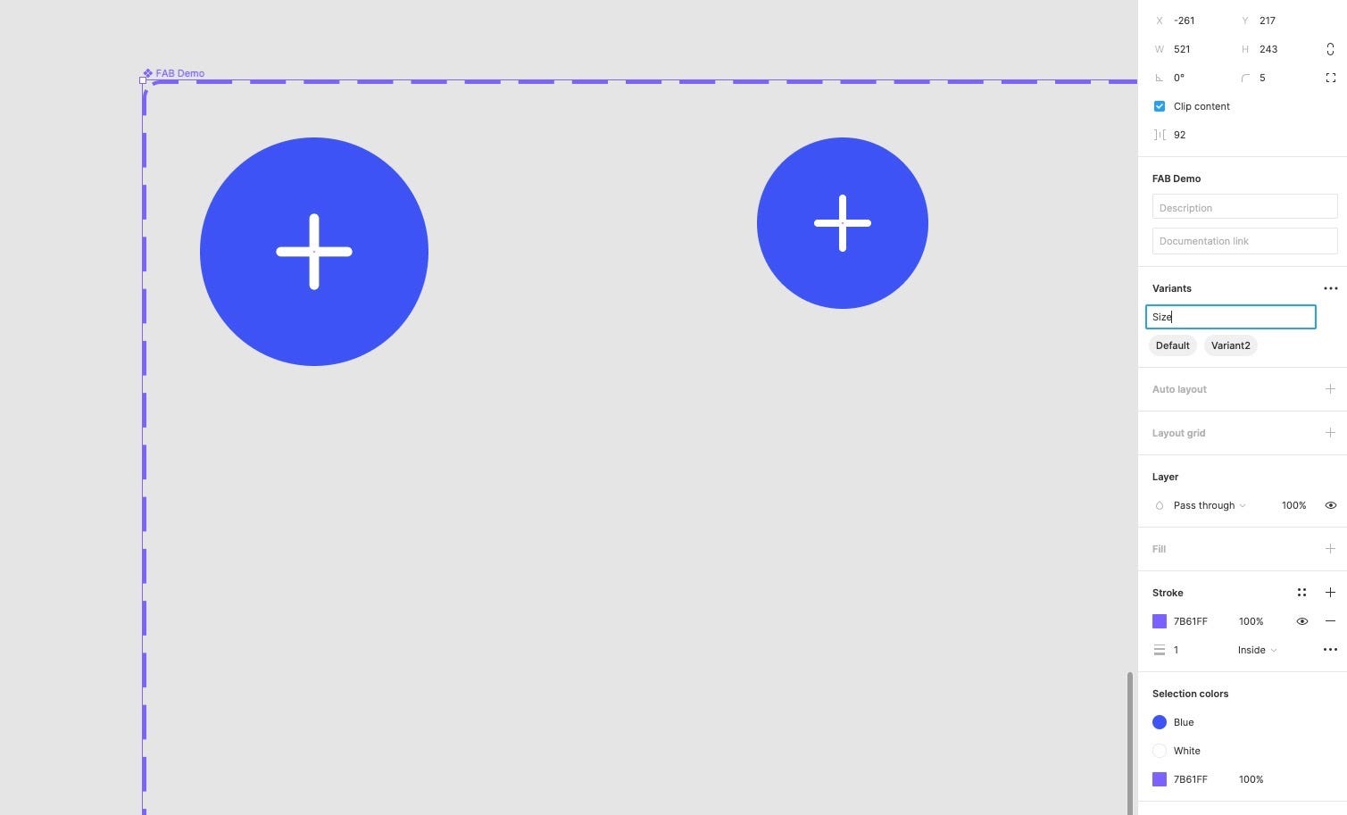 An example of a variant type name being changed to the word ‘Size’