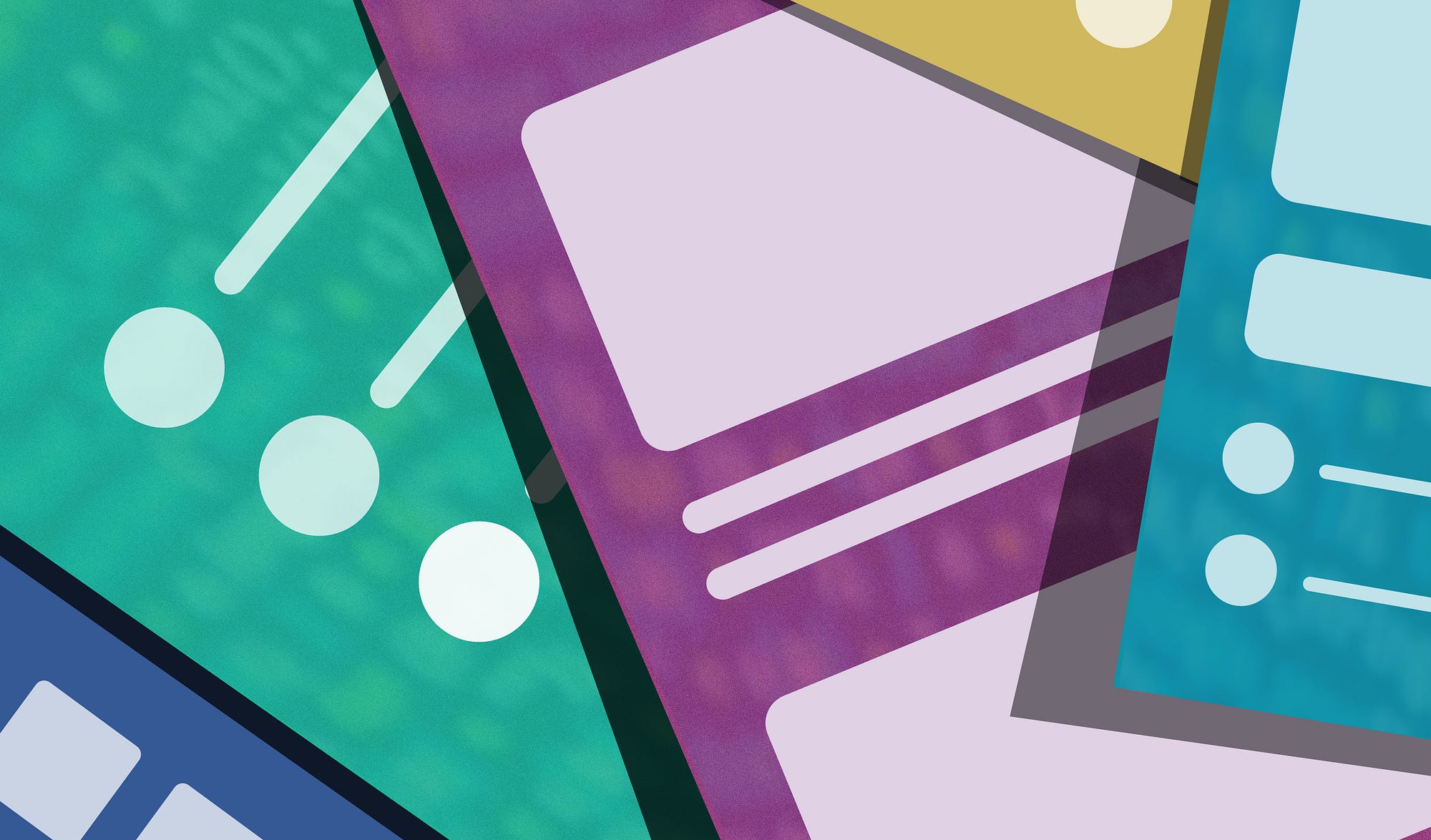 Collage of different layers of coloured files.