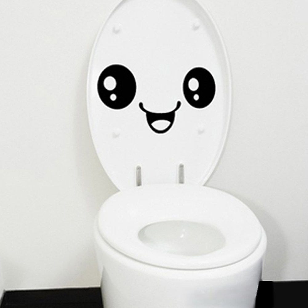 Black Funny Diy Toilet Seat Bathroom Decal Vinyl Art 9 X 7 Black Smile Happy Face Toilet Accessories Home Kitchen Guardebem Com