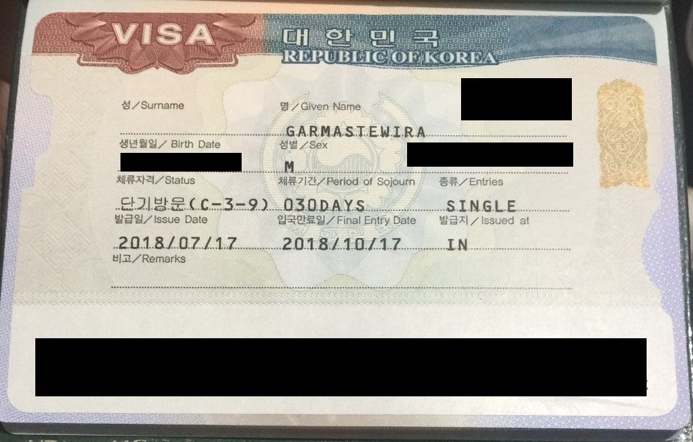 Mengurus Visa Korea 2018 Detail Rangga Garmastewira