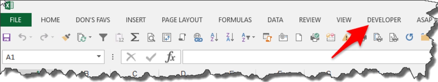 developer option on ribbon