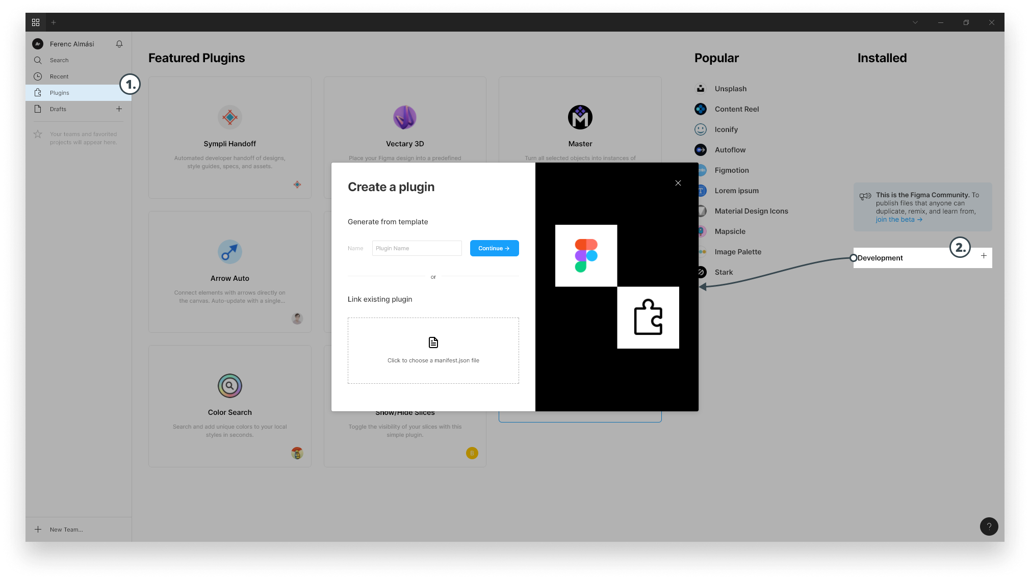 Figma — new plugin popup