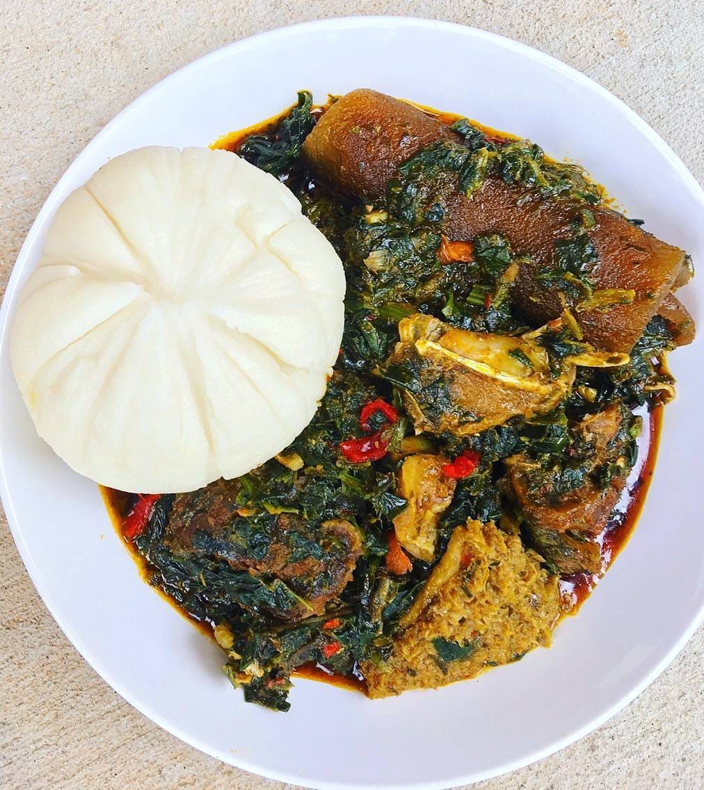 Image result for pounded yam and vegetable soup