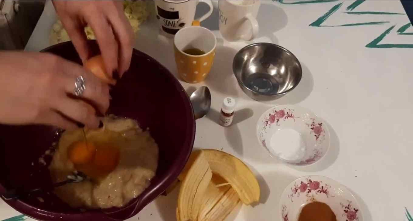 Adding Eggs in Banana Bread