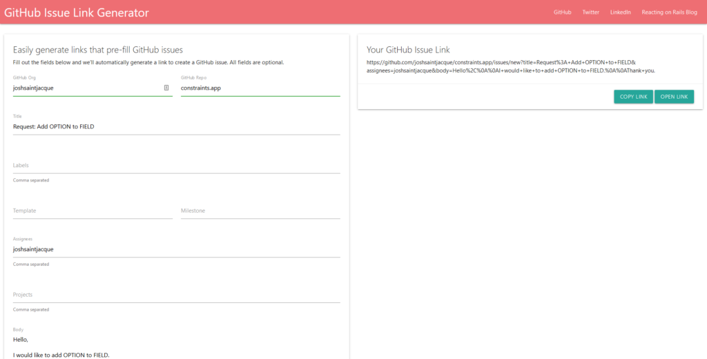 Github Issue Link Generator Sometimes You Need A Lightweight Way To By Josh Saint Jacque Medium