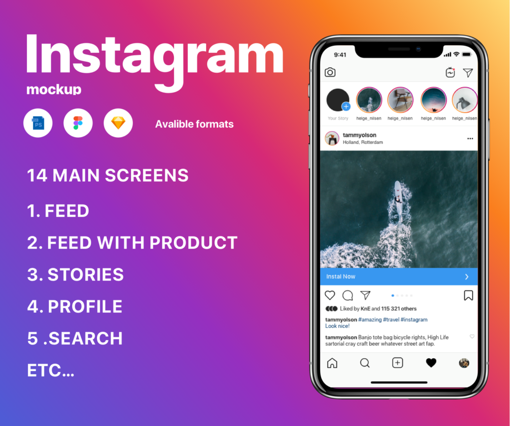 Download Instagram Mockup 2020 Free Download PSD, Sketch, Figma ...