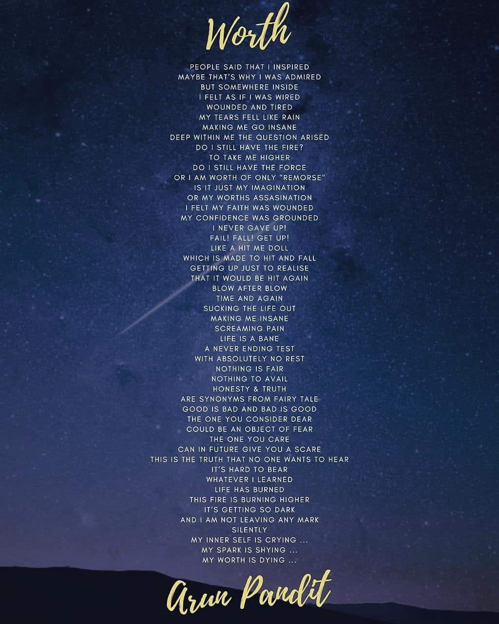 INTROSPECTIVE POEM ON WORTH BY ARUN PANDIT by