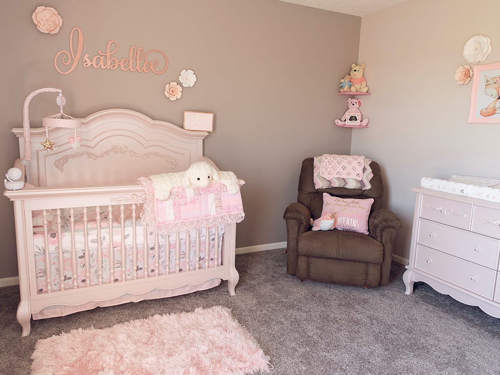 evolur aurora crib blush pink