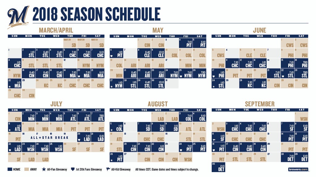 BREWERS ANNOUNCE 2018 SEASON SCHEDULE | by Caitlin Moyer | Cait Covers