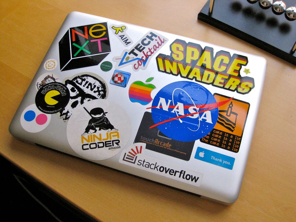 Optimize Your Laptop Sticker Placement to Look Startup as Fuck. | by Gideon  Spillett | The Shenanigan | Medium