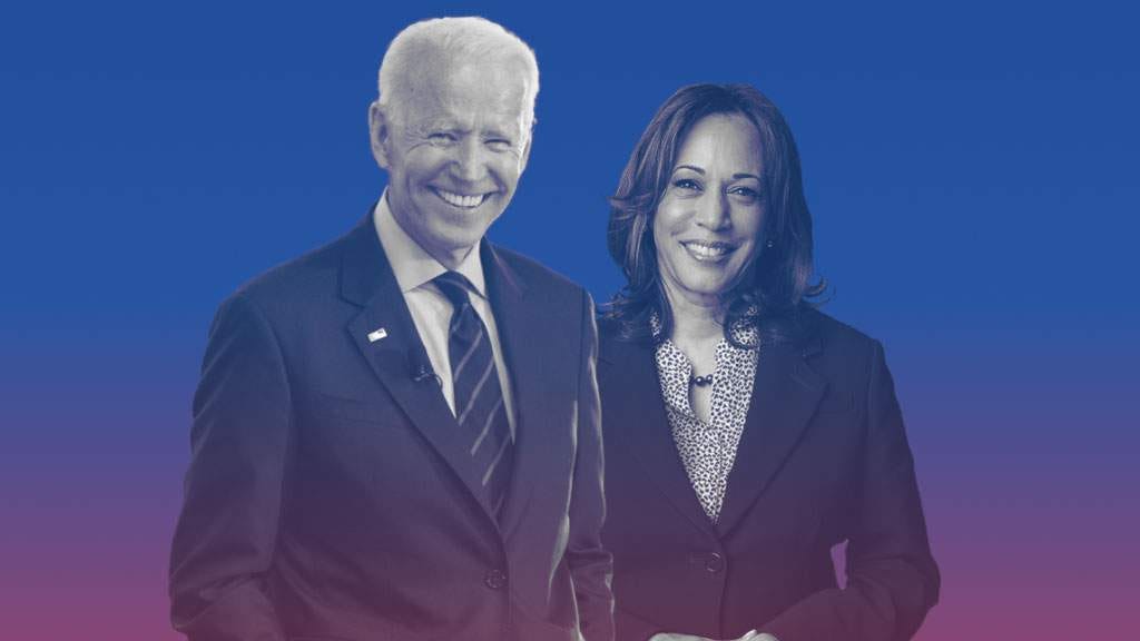 Former Vice President Joe Biden and Senator Kamala Harris standing next to each other. (joebiden.com)