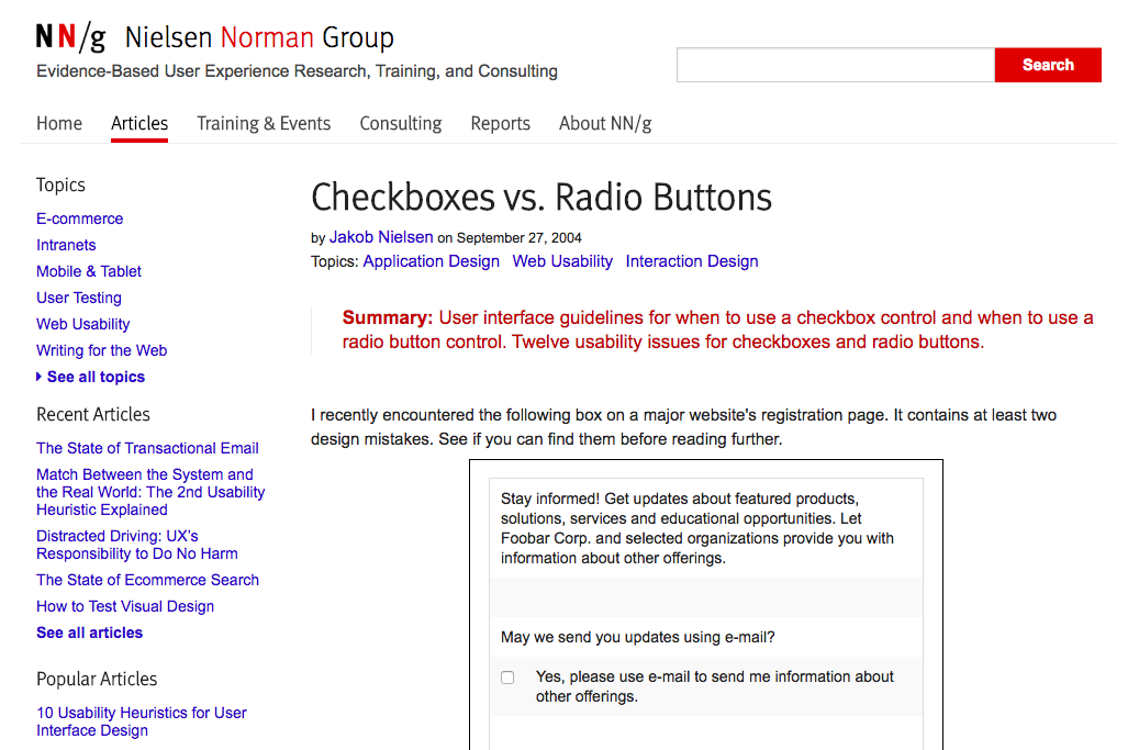 Checkbox vs RadioButton, default selected or not? by Duke Nguyen