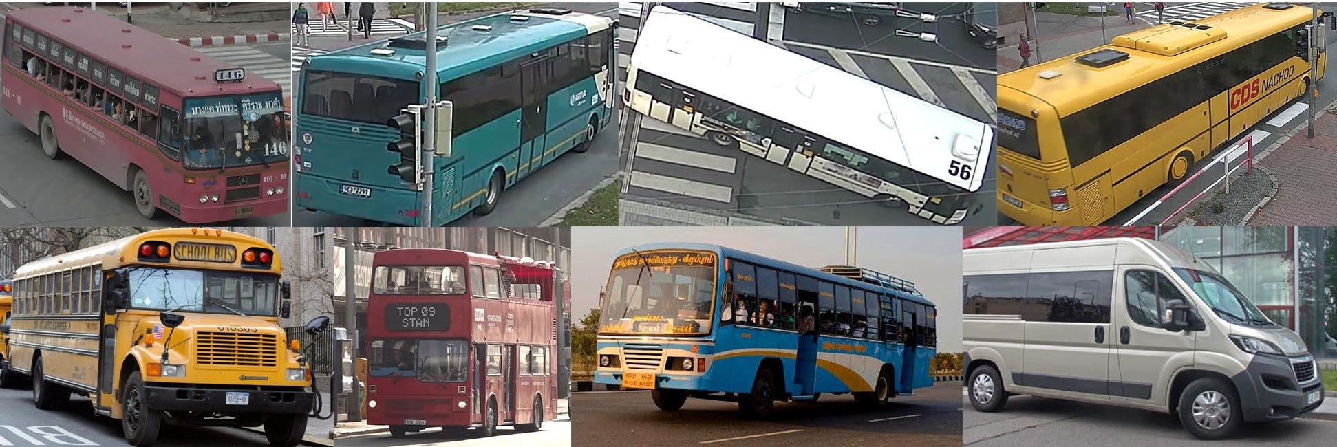 collage with buses