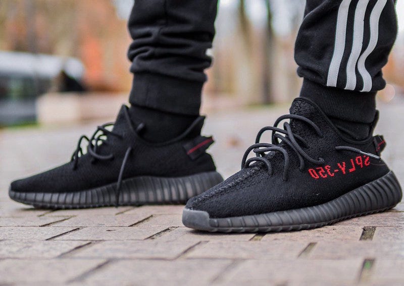 yeezy v2 bred on feet