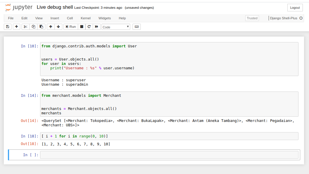 Django Debugging Shell menggunakan Jupyter Notebook | by Mahrus ...