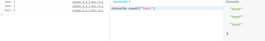 Javascript console count