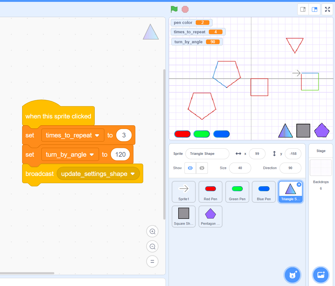 Simple App Development using MIT Scratch Draw Shapes with Color by