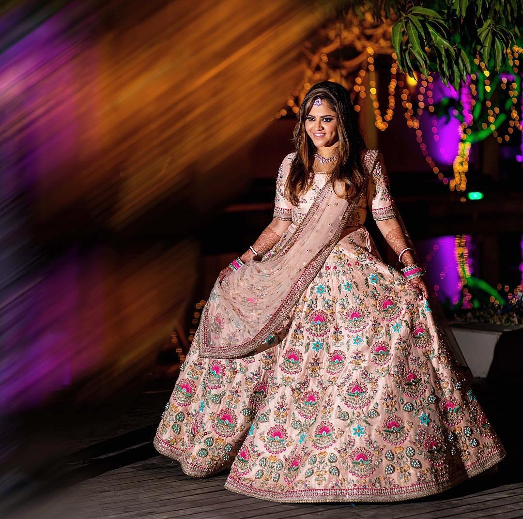 blush pink bridal lehenga