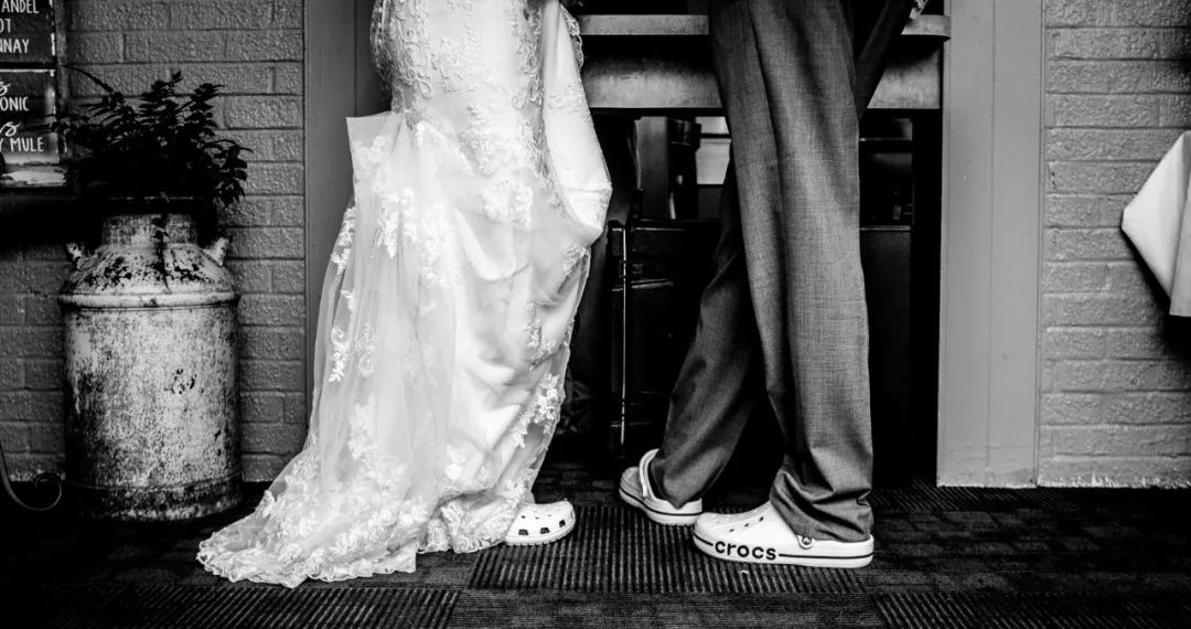 crocs at wedding